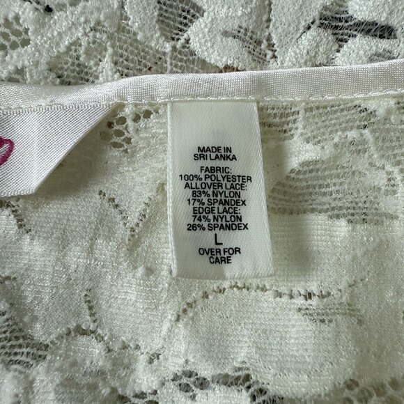 Victoria’s Secret Lace Slip Chemise Women’s Large Ivory Floral Spaghetti Strap - Picture 7 of 8